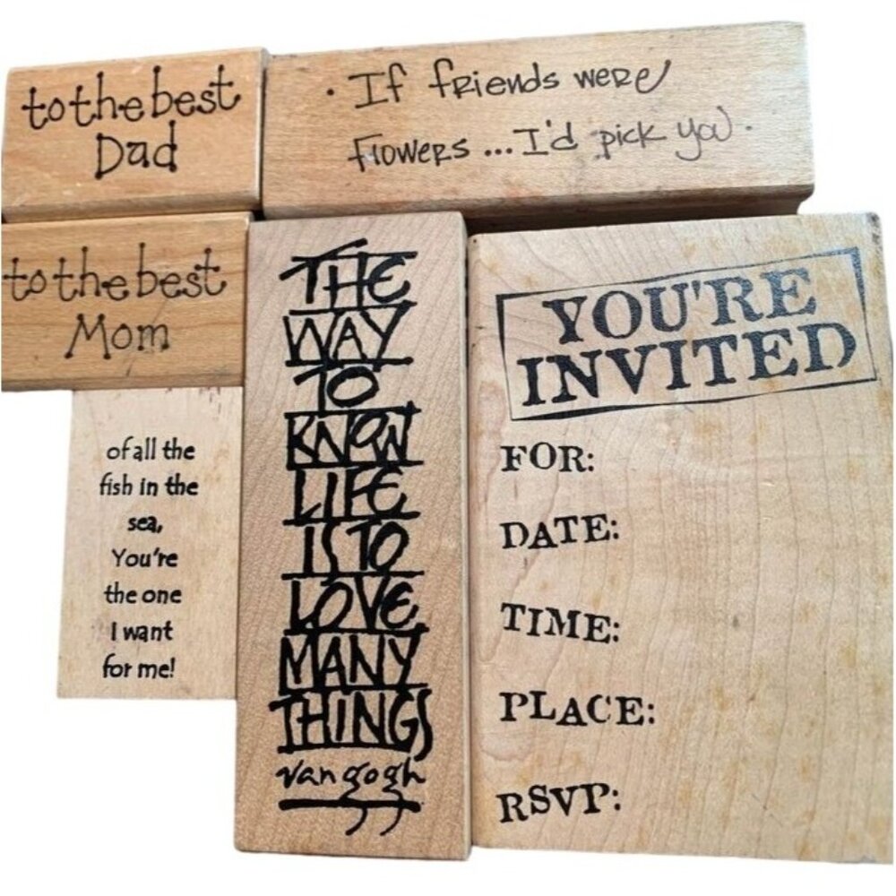 Sayings Rubber Stamp Set Wooden Sentiments Craft Stamps Cards Invitations DIY
